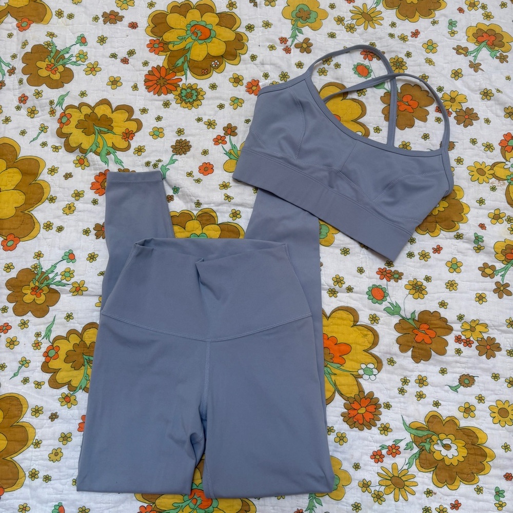 Women's Slate Gray Activewear Set - Sports Bra & High-Waist Leggings